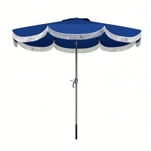 Ombrellone da Giardino 9 Piedi con Inclinazione Manuale, Palo in Acciaio, Poliestere, Stile Costiero, Protezione Solare, Arredamento da Esterno - Product Image 1