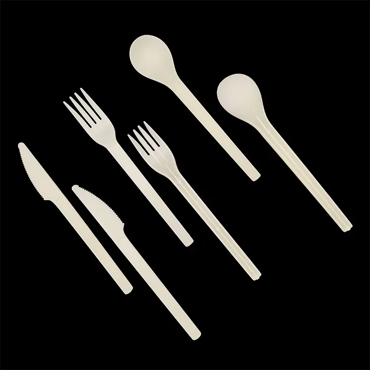 Eco friendly products 2024 biodegradable & disposable cornstarch cutlery 7'' PSM knife fork spoon