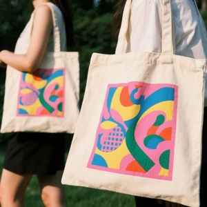 Custom Geometric Figure Printing <b>Blank</b> Custom Printed Canvas Cotton Duffle Tote Bag with Custom Logo Customized Colors Big Size - Product Image 6