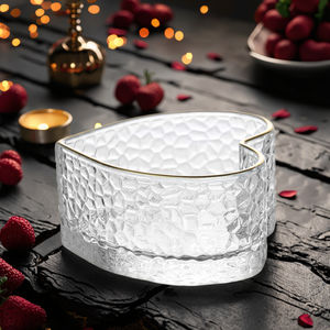 Heart - Shaped Textured <strong>Glass</strong> Snack Bowl, Gold - Rimmed Edge, Ideal for Decor, Jewelry <strong>Holder</strong>, Small Trinkets, Romantic Gift. - Product Image 6