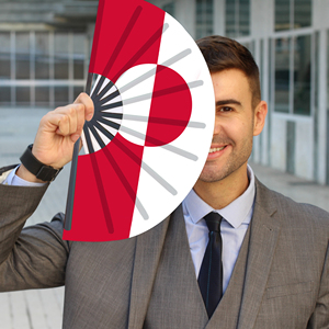 Abanicos Plegables de Bambú con la Bandera de Groenlandia al por Mayor, Abanico de Mano para Carnaval, Boda, Festival, Fiesta, Agencia de Viajes - Product Image 2