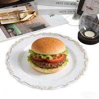 Assiettes jetables en plastique blanc 7/9/10 pouces, bordure dentelle moderne, en PS, pour fêtes, traiteur, haute cuisine, mariages, banquets
