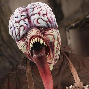 Biochemical <strong>Zombie</strong> Mask Horror Party Scary Latex Mask Long Tongue <strong>Brain</strong> Burst for Halloween and Christmas - Product Image 4