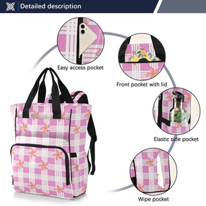 Multi-Function Baby Diaper Bag Hawaii Pikake Flower Plumeria Travel <b>Waterproof</b> <b>Back</b> <b>Pack</b> Mom Mummy Maternity Diaper Backpack - Product Image 3