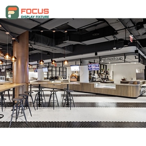 ตู้โชว์กาแฟแบบมืออาชีพ ลายไม้ ตู้วางมุม ตู้โชว์สินค้าร้านกาแฟ - Product Image 6