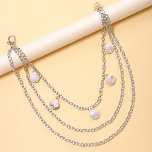 จี้เปลือกหอยธีมมหาสมุทร โซ่คล้องกางเกงโลหะหลายชั้น สไตล์พังก์ลำลองสำหรับทุกเพศ โซ่คาดเอวโลหะผสมสังกะสี - Product Image 4