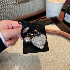 Luxury Shining Rhinestone Love Heart-Shaped Pearl Double Elastic Metal Hair Band for Women <b>Wedding</b> <b>Accessories</b> - Product Image 5