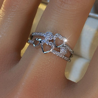Bague en forme de cœur plaquée or 18 carats, en acier inoxydable, résistante à l'eau et inaltérable, de la marque Fanhua.