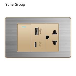Prise murale thaïlandaise en aluminium brossé avec port USB-C pour ordinateur - Product Image 2