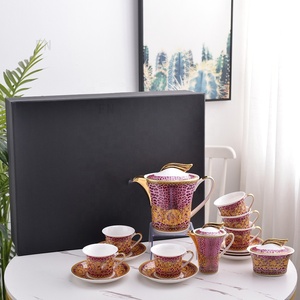 Vente en gros d'usine, ensemble de café en céramique noire de style européen, 15 pièces, cafetière et tasses en céramique - Product Image 5