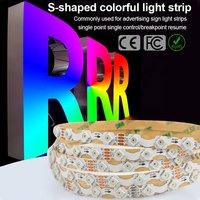 Cinta de Píxeles LED Direccionable WS2815 RGB Tipo S en Zigzag DC12V, Tira de Luz LED RGBIC en Zigzag de 8MM y 6MM para Señalización Comercial