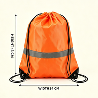 Sac à dos à cordon réfléchissant en polyester 210D personnalisé avec logo, imperméable, pour sports de plein air, gym, course de nuit et cyclisme - Vente en gros