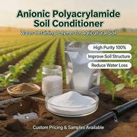 Acondicionador de Suelo Agrícola de Poliacrilamida Aniónica, Polímero Retenedor de Agua, Alta Pureza 100%