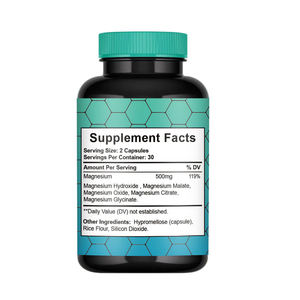 Cápsulas de Complejo de Magnesio 5 en 1 - Suplemento de Magnesio de Alta Potencia de 500 mg - Favorece el Sueño, la Recuperación Muscular y el Estado de Ánimo Relajado - Product Image 2