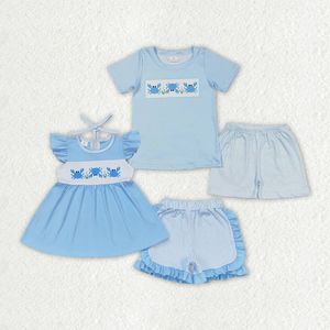 Conjunto de Verano Azul para Bebés Niños y Niñas, Camiseta con Estampado de Cangrejo y Pantalones Cortos a Rayas, RTS - Product Image 1