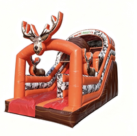 Château gonflable commercial à thème cerf et élan forestier, avec toboggan, en PVC, pour enfants, idéal pour la location d'événements et les fêtes