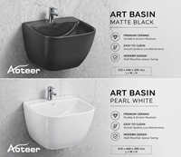 Lavabo mural en céramique moderne avec trou pour robinet simple et drain pour salle de bain d'hôtel et d'école