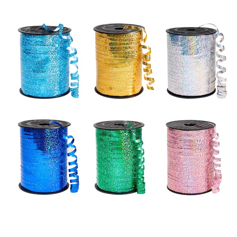500 Yards Red Crimped Curling Ribbon Shiny Metallic Glitter Curling Ribbon for Balloons Party Festival Gift Wrapping
