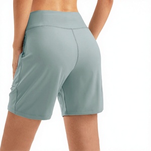 Shorts décontractés taille haute élastiques mi-longs pour femme, sensation seconde peau, été, fitness, course, yoga, cyclisme, fins, avec poches, cinq-quarts - Product Image 2