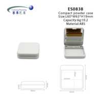 Boîtier vide compact en ABS recyclable pour poudre, avec pinceau, carré, pour cosmétiques, fard à joues, poudre pressée, couleur personnalisée, sérigraphié