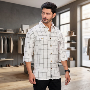 New Arrival <b>Men's</b> White Casual <b>Shirt</b> Turn Down Collar Full Sleeve <b>Winter</b> Printed Breathable Woven 100% Polyester <b>Shirt</b> - Product Image 4