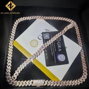 Hot Selling Prong-Set Micro Pave cuban link <b>chain</b> rose gold 10mm wide Full <b>Iced</b> <b>Out</b> moissanite cuban link <b>chain</b> gra certified - Product Image 1