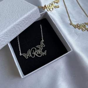 Collier personnalisé YB avec plaque nominative et zircon coloré, collier papillon personnalisé en acier inoxydable - Product Image 4