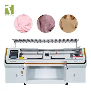 Máquina de tejer plana por ordenador automática personalizada TWH con doble sistema para tejer suéter industrial