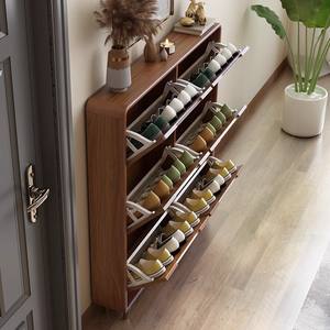 Zapatero estrecho minimalista moderno con marco de madera maciza, ahorrador de espacio, para recibidor o pasillo. - Product Image 2