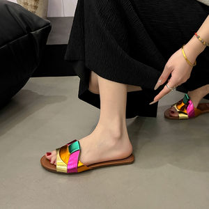 Sandalias Planas <span class=keywords><strong>de</strong></span> Moda <span class=keywords><strong>para</strong></span> <span class=keywords><strong>Mujer</strong></span> 2025, con Tiras Trenzadas Coloridas, Punta Abierta, Cómodas, Casuales, <span class=keywords><strong>para</strong></span> Verano, Vacaciones, Fiestas - Product Image 5