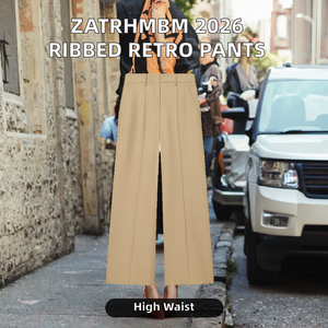 2026 Spring/Summer New Fashion Ribbed Vintage Casual Digital Printing High Solid Color Versatile Women's Long <b>Pants</b> - Product Image 2