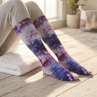 Chaussettes de compression respirantes à la cheville pour femmes, sans couture, multicolores, à motif tie-dye, à sublimation, élastiques