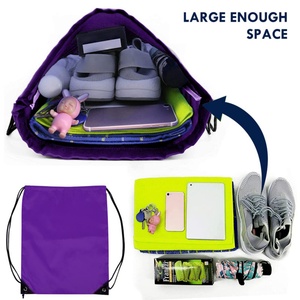 Sac à dos à cordon personnalisé avec logo, coloré, en polyester 210D, pour loisirs, sport et gym, recyclable - Product Image 4