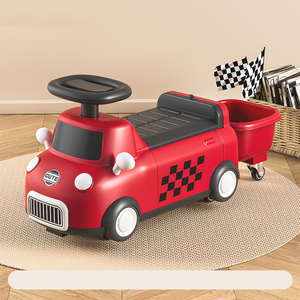 Voiture à roulettes 4 roues pour enfants <span class=keywords><strong>de</strong></span> 1 à 3 ans, jouet à pousser avec remorque <span class=keywords><strong>de</strong></span> rangement amovible - Product Image 6