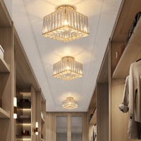 Plafonnier moderne en cristal doré avec ampoule E27 pour salle à manger, couloir, entrepôt allemand