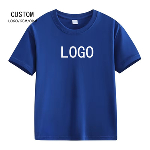 T-shirts d'été décontractés pour enfants 180g, manches courtes, garçon et fille, logo personnalisé, col rond, t-shirts en tricot uni - Product Image 1