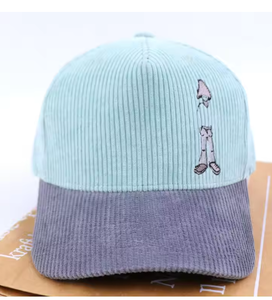 Casquette de baseball bicolore de haute qualité, casquette de baseball d'hiver personnalisée à 5 panneaux, casquette de baseball en velours côtelé brodée pour femme - Product Image 1