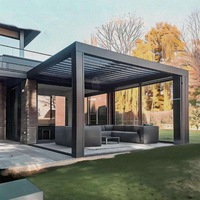 Pérgola Bioclimática Motorizada Eléctrica de Aluminio para Exteriores, Pérgola de Lujo para Exteriores, Conjuntos de Jardín para Exteriores, Paisajismo