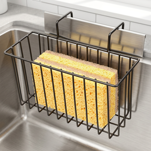 Support à éponge métallique moderne et écologique Damita avec poignées pour rangement de jouets, organiseur d'évier de cuisine, support pour brosses et égouttoir à liquide vaisselle - Product Image 3