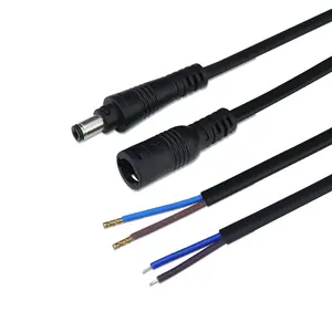 DC 5521 hembra macho enchufe Jack Cable conector impermeable bloqueo hebilla suministro adaptador DC 12V 5,5x2,1mm DC Power pigtail Cable