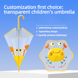 <span class=keywords><strong>Parapluie</strong></span> <span class=keywords><strong>transparent</strong></span> en PVC pour enfants avec logo personnalisé OEM, 6 baleines, pointe ronde, poignée en J, motif dessin animé, long manche, pour l'école, marque - Product Image 2
