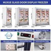 MUXUE Tiga Pintu Kaca -22 ° Lemari Pendingin Vertikal C untuk Supermarket, Kulkas Komersial - Putih