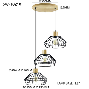 Lampada a Sospensione Moderna per Cucina, 3 Luci LED, Stile Retrò in Legno, Illuminazione Vintage Industriale - Product Image 3