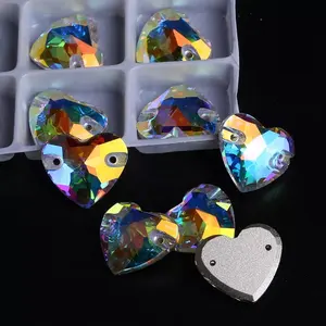 What Stone K9 Bling Bling 12*14mm 14*16mm Glass Crystal Heart AB Color Sew On Rhinestones packs custom packaging