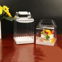 Boîte à gâteau en plastique Portable Transparent 3/4/5/6 pouces, emballage de gâteau d'anniversaire avec poignée