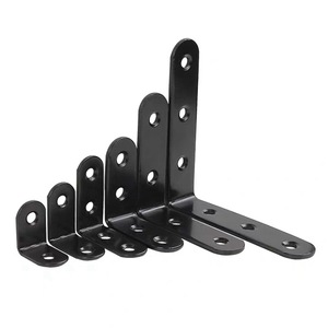 Supports d'angle en L en fer noir, connecteurs d'étagère à angle droit de 90 degrés, accessoires de quincaillerie robustes et durables - Product Image 1