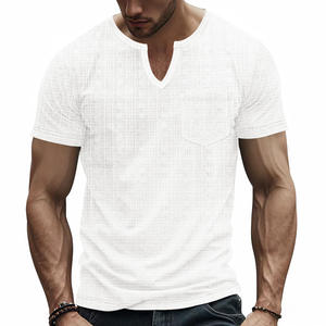 Ropa masculina transfronteriza estilo americano, camisa de verano para hombre, imitación lino, con fibra de bambú, holgada, transpirable, informal, con cuello en V - Product Image 1