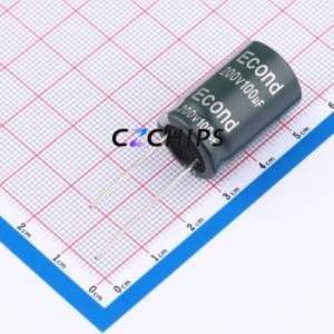 Condensateur électrolytique en aluminium à montage traversant 100uF200V16x26FK, D16xL26mm 100uF 20% 200V 1.05A-100kHz - Product Image 1