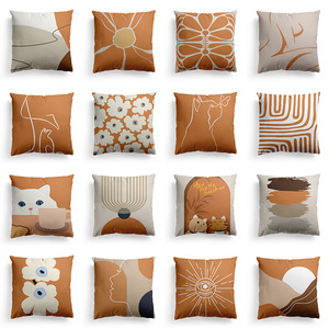 New Light Luxury <strong>Orange</strong> Throw <strong>Pillow</strong> Cover Geometric Abstract Floral Pillowcase Cushion Cover Home Soft Furnishing - Product Image 1