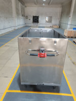 Chariot électrique à quatre roues en acier inoxydable et aluminium, moteur 400W, empilable, pliable, chariot à batterie OEM, transport de nourriture